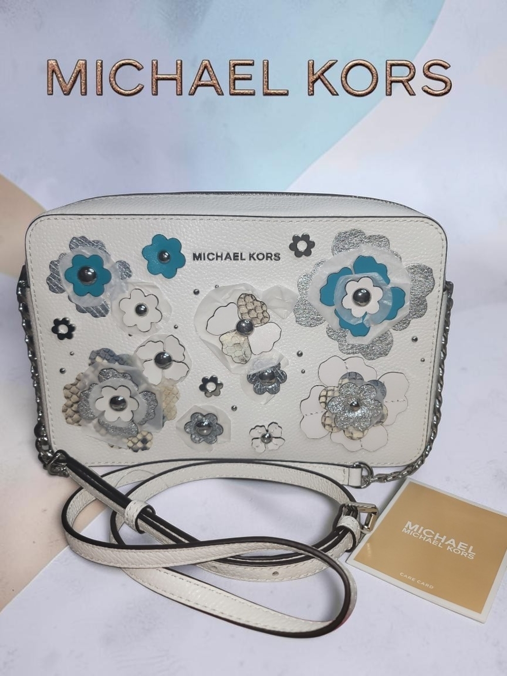Michael Kors Jet Set Floral Embellished Crossbody NWOT - Picture 2 of 8